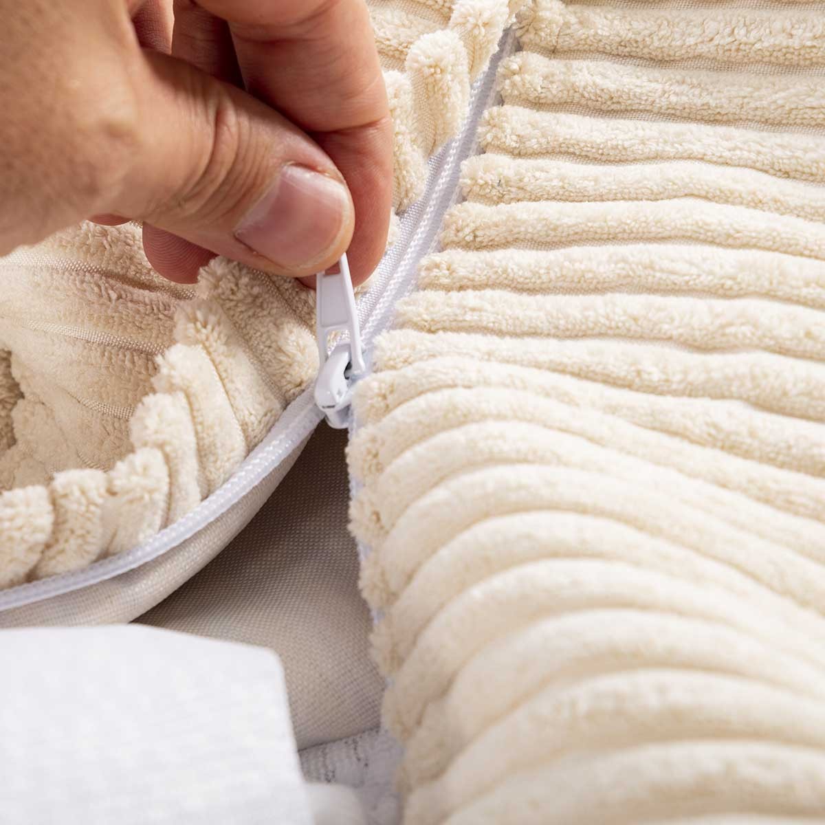 Pouf Poire Velours Côtelé Beige