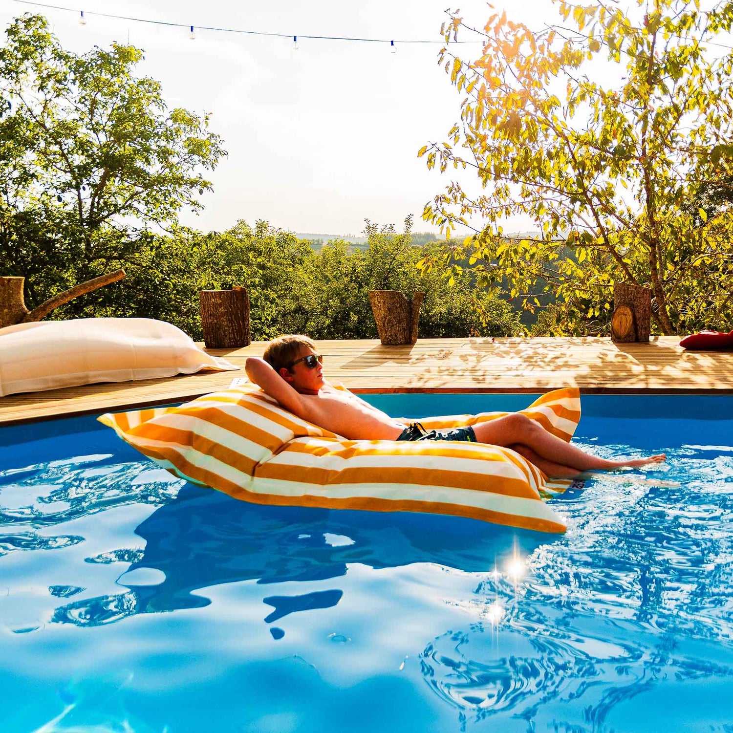 Pouf Piscine Jaune Rayé Deauville