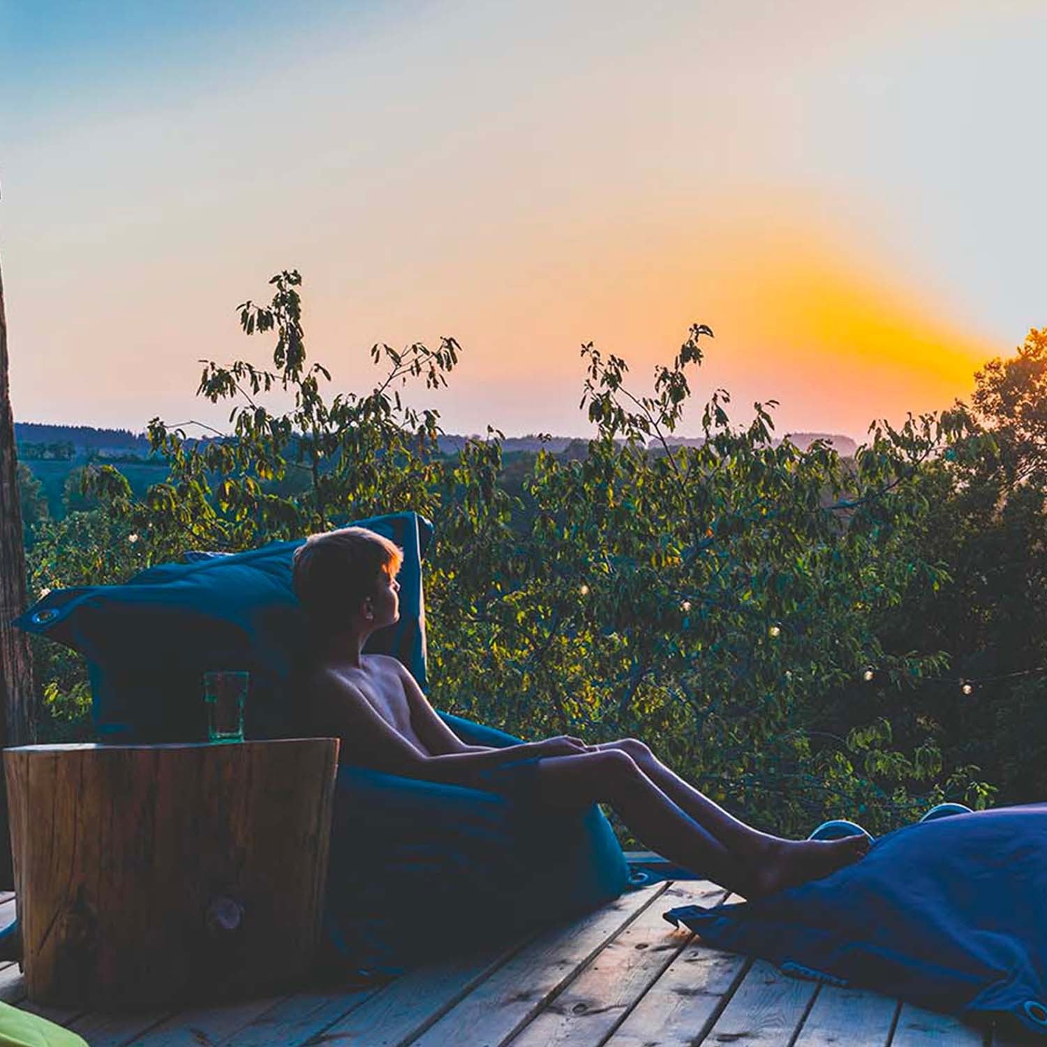 Pouf Extérieur Bleu IRON RAW