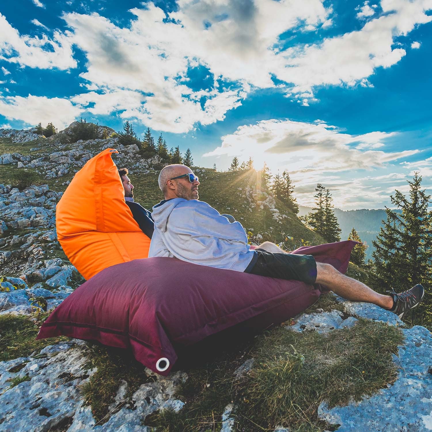 Pouf Extérieur Bleu IRON RAW