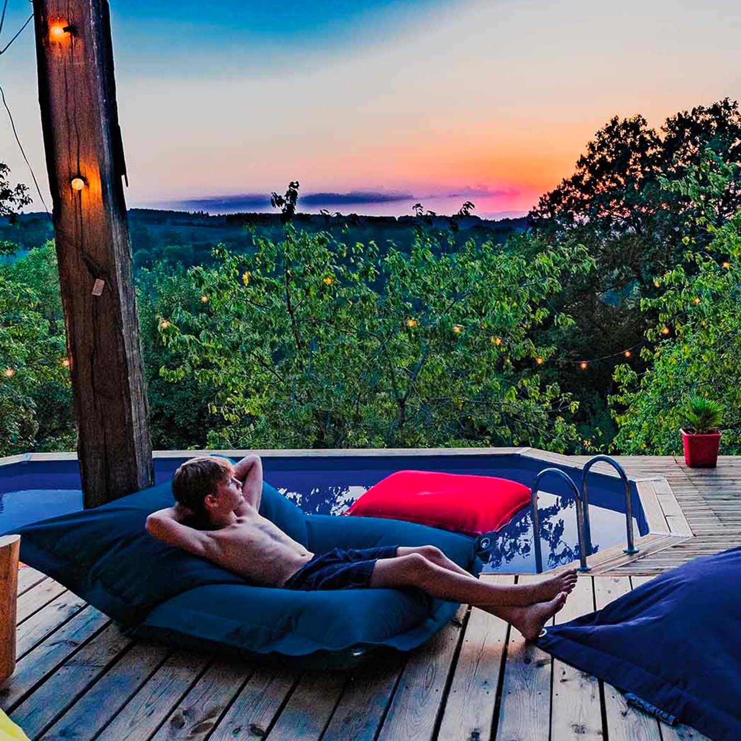 Pouf Extérieur Orange IRON RAW