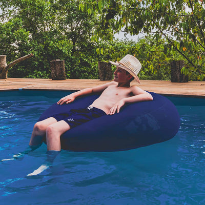 Pouf Rond Piscine Bleu