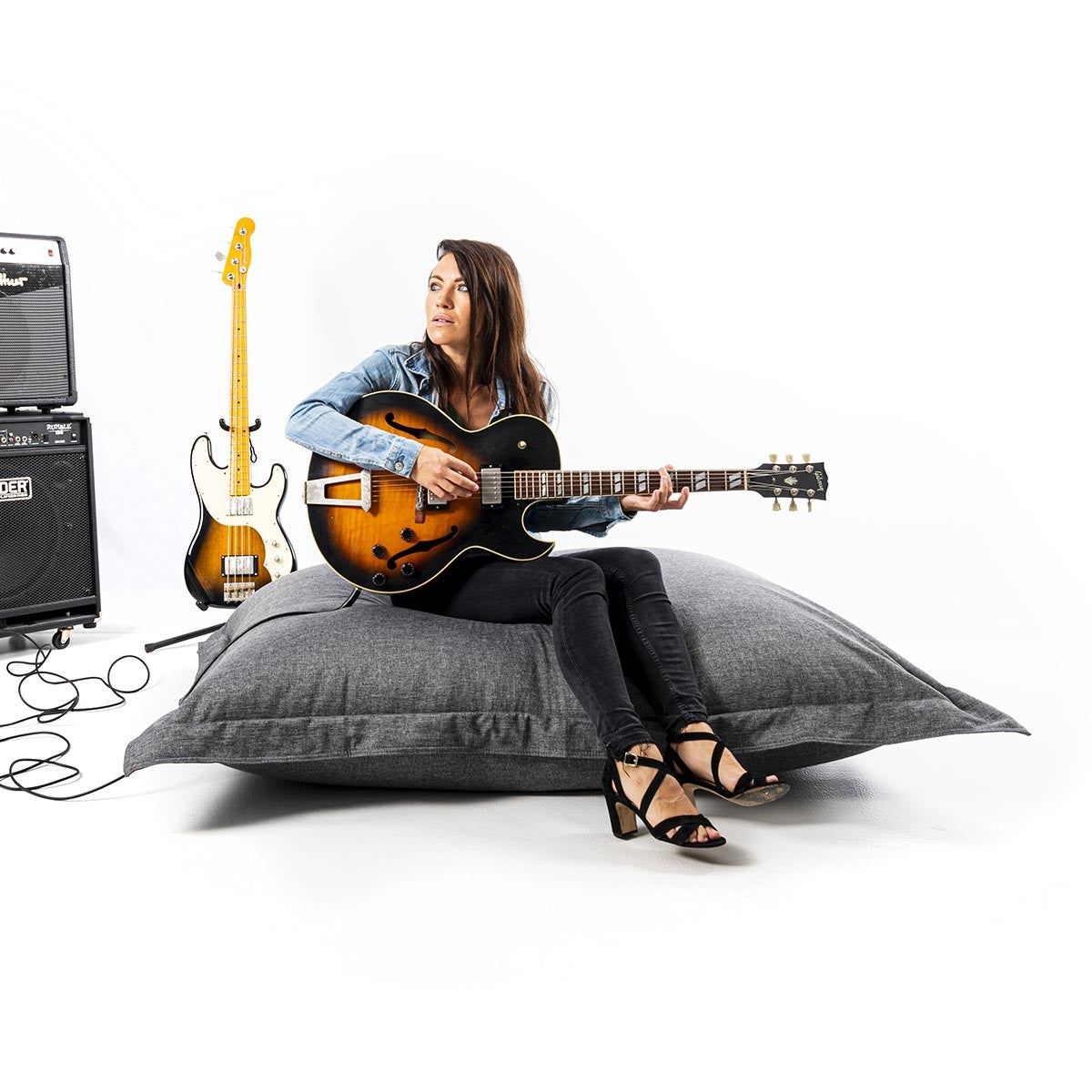 Pouf Lin Gris Foncé