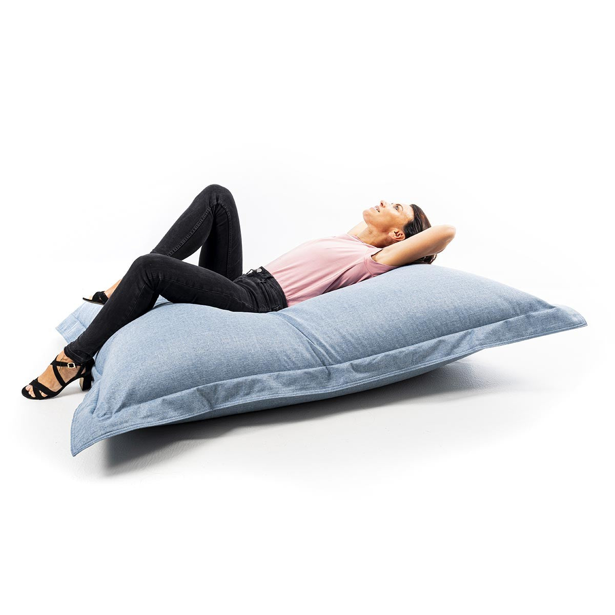 Pouf Lin Bleu Métal