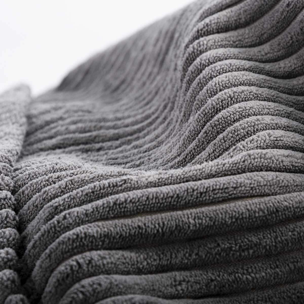 Pouf Géant Rond XL Velours Côtelé Gris