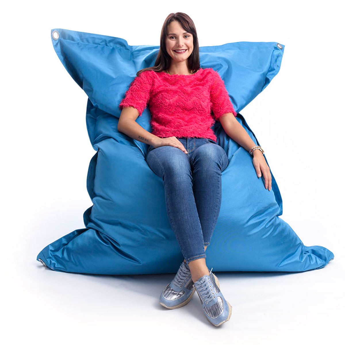 Pouf Extérieur Bleu Turquoise IRON RAW