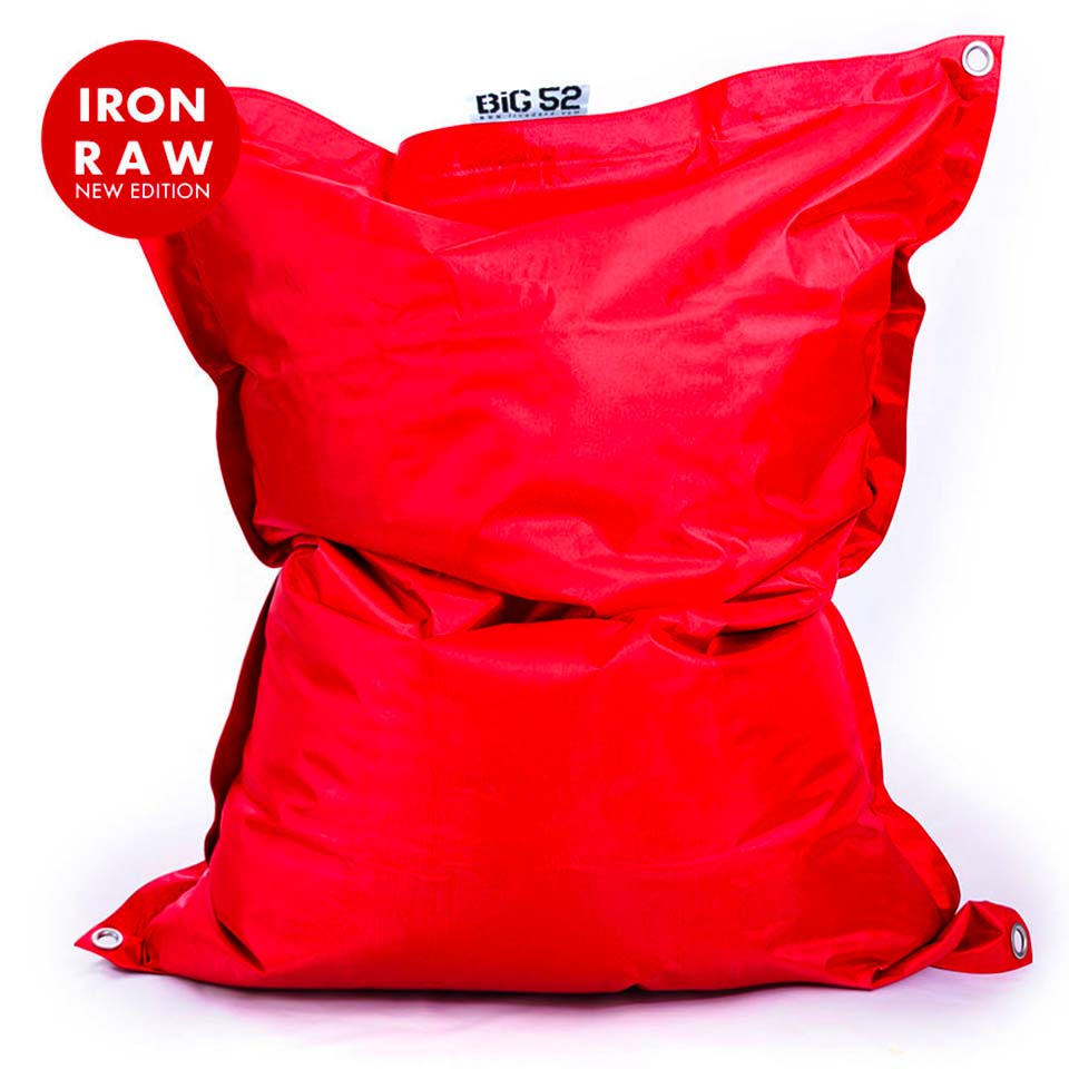 Pouf Géant BiG52 IRONRAW en tissu polyester renforcé pour l'extérieur.